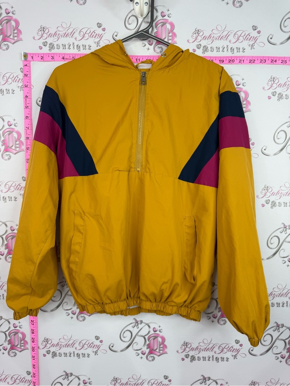 Fisher field jacket Mustard Yellow Colorblock Windbreaker with Hood